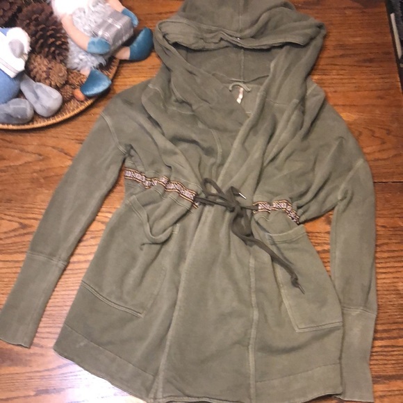 Free people drawstring hooded cardigan jacket - Picture 1 of 13